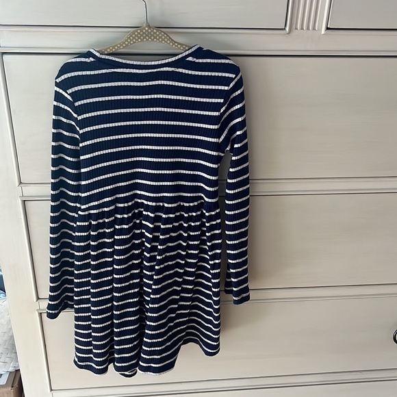 Hanna Anderson dress, navy blue and white strip, size 110 cm / US 5 - Picture 3 of 3
